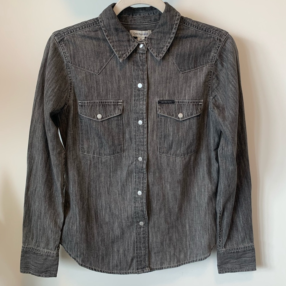 Calvin Klein Jeans Grey Wash Denim Shirt